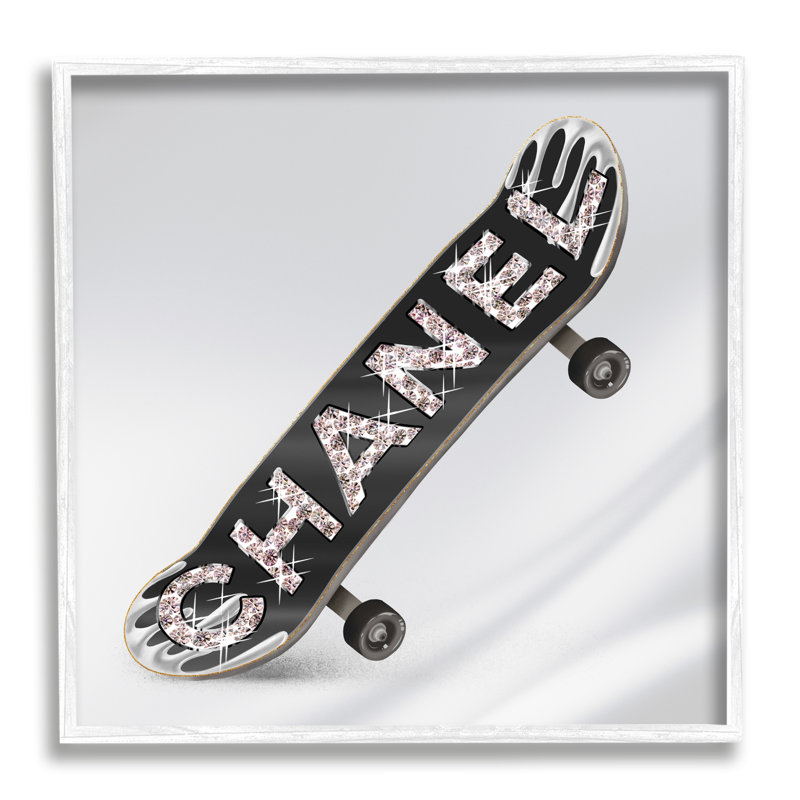 «Trendy Glitzy Skateboard Glam Fashion Lettrage» par Ziwei Li - cadre flottant, impression sur bois