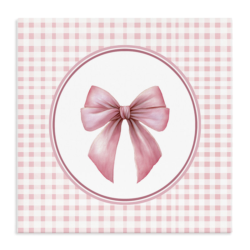 Arc rose avec toile circulaire Vichy, design par Christine Simpson Art, H 36 po x l 36 po