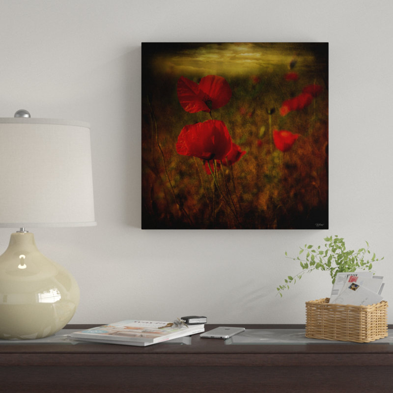 «Fields of Red Ii» par Barbara Simmons - reproduction de photo sur toile, H 18 po x l 18 po x P 2 po