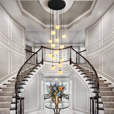 Lustre d'escalier en albâtre à 14 lumières