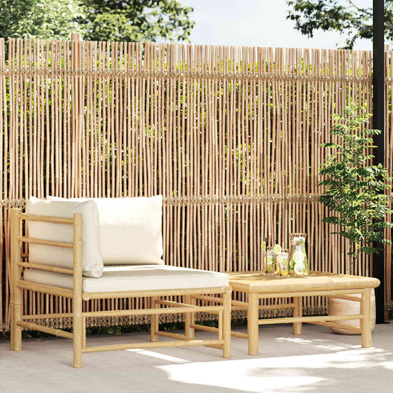 Ensemble de salon de jardin modulaire d'extérieur en polyester de bambou crème moyen
