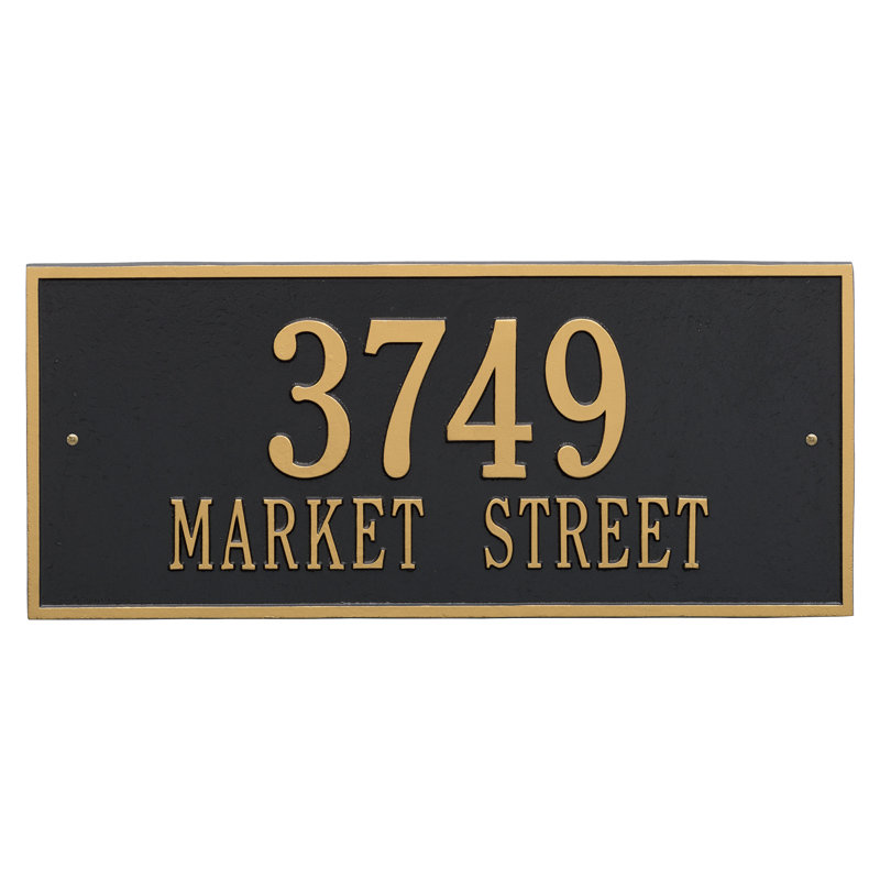 Hartford 2-Line Wall Address Plaque, Black and Gold, Yes