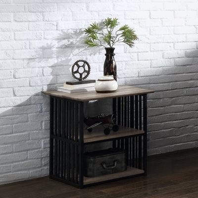 Nightstand with Open Shelves and metal legs