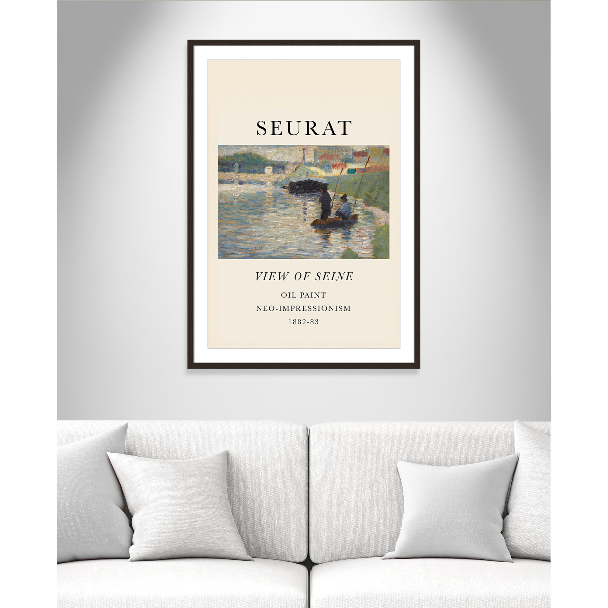 View Of Seine by Georges Seurat, Walnut Single Picture Frame, Yes, 41.5" H x 29.5" W x 1.25" D