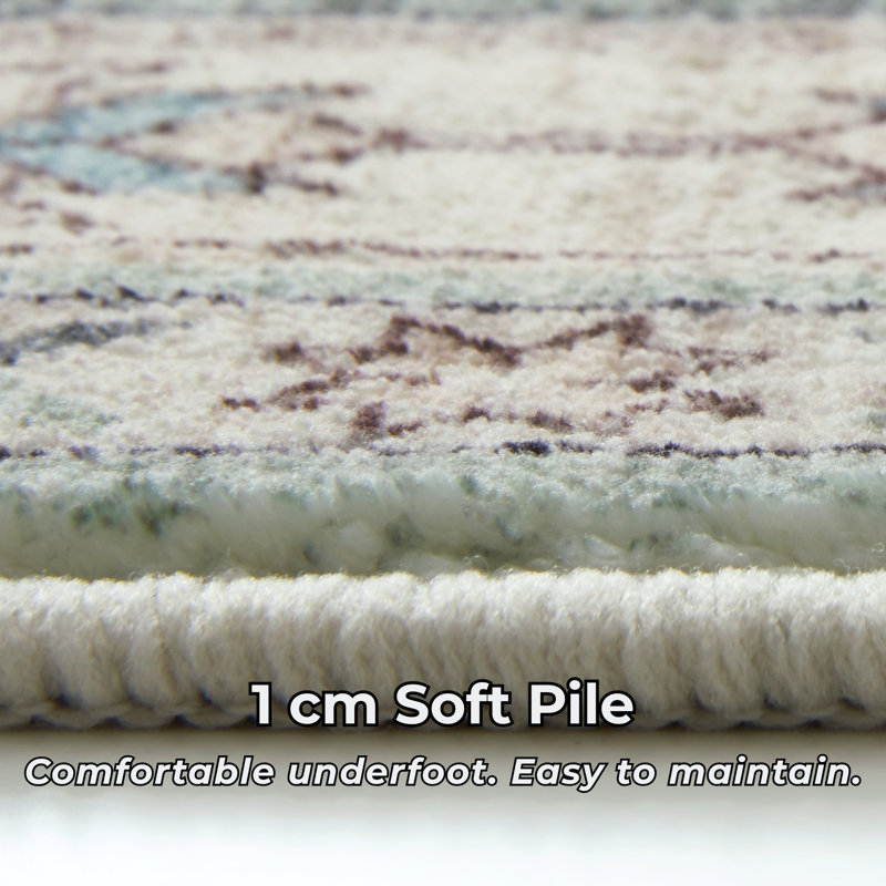 Soft Cashmere Feel Area Rug – Non Slip Low Pile Living Room & Bedroom Carpet, Machine Washable, Rectangle 40 x 60 cm