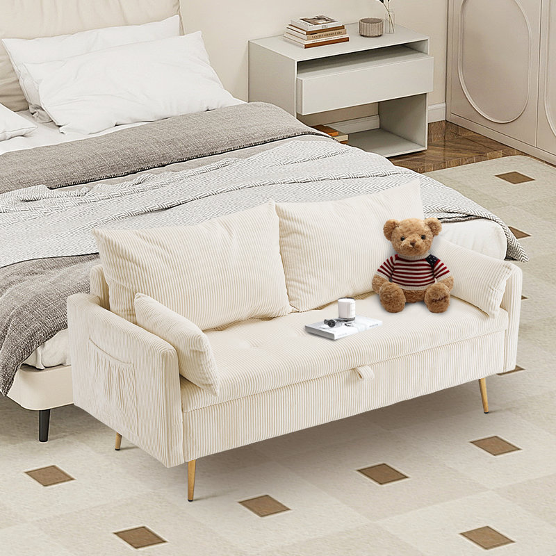 61.25" Upholstered Loveseat Sofa with Storage, Beige