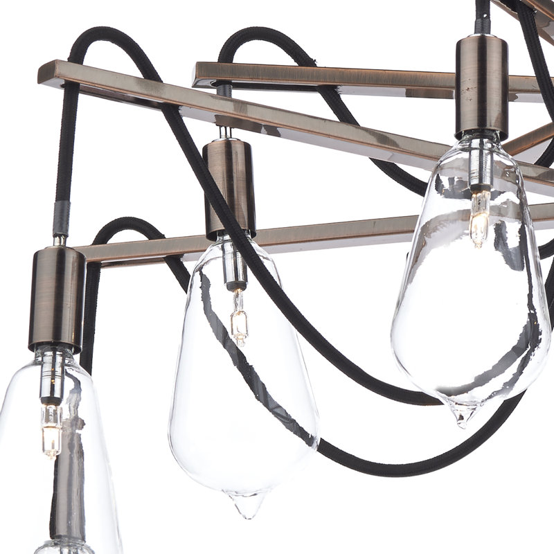 Delarosa Glass Semi Flush Mount, Copper