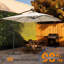 Parasol de patio en porte-à-faux décalé 8,2 pi à DEL avec poignée pliable-1749199573