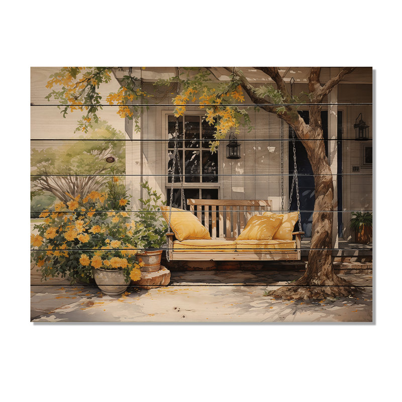 Impression sur bois naturel Layah Farmhouse Yellow Country Comfort III, H 24 po x l 32 po x P 0,78 po