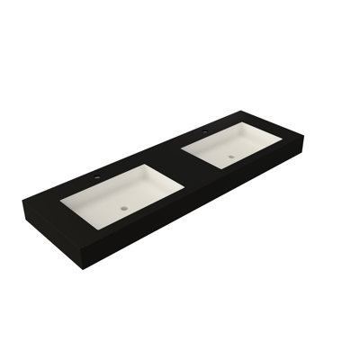 Solid Surface Stone Resin Bathroom Sink - Matte Black Color, 48.27 In Depth, 19.12 Width, 4.39 Height, 54.33 Lb Adaptable To All Layouts, Discoloration , Flexible Mounting, Seamless Edges, Smooth