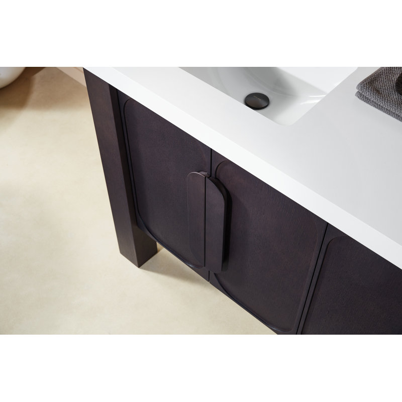 Meuble-lavabo double 60 po Abella Munich, Blanc, Chêne espresso