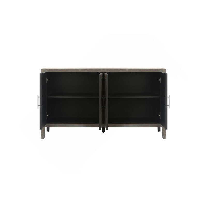 Buffet 60 pouces avec 4 portes et tablette réglable pour cuisine, salle à manger, entrée et couloir, Antique Brown