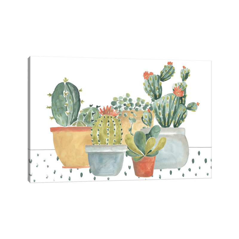 Simple Succulent by June Erica Vess - Wrapped Canvas Painting, 101.6 cm H x 66.04 cm W x 3.175 cm D
