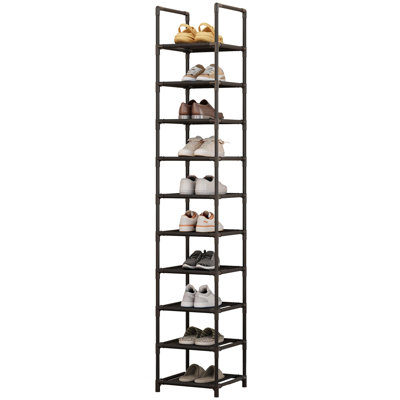 10-Tier Shoe Rack, Sturdy Metal Shoe Organizer with Removable Fabric Shelves, 20-Pair Vertical Shoe Storage Rack for Closet, Entryway, Bedroom, Dorm,
