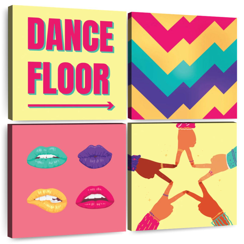 Tergel Retro Dance Floor Typography, 18" H x 18" W