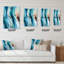 Horloge murale abstraite rayée en métal Blue Harmony Of Waves-111741576