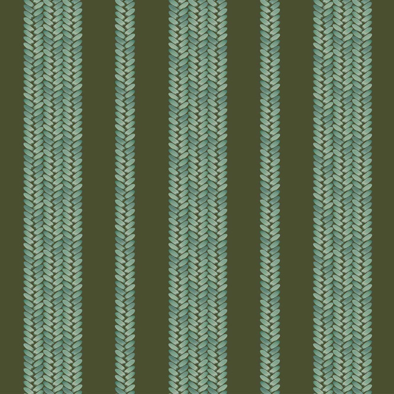 Peregrine | Woven Stripe Wallpaper Double Roll, Green/Teal