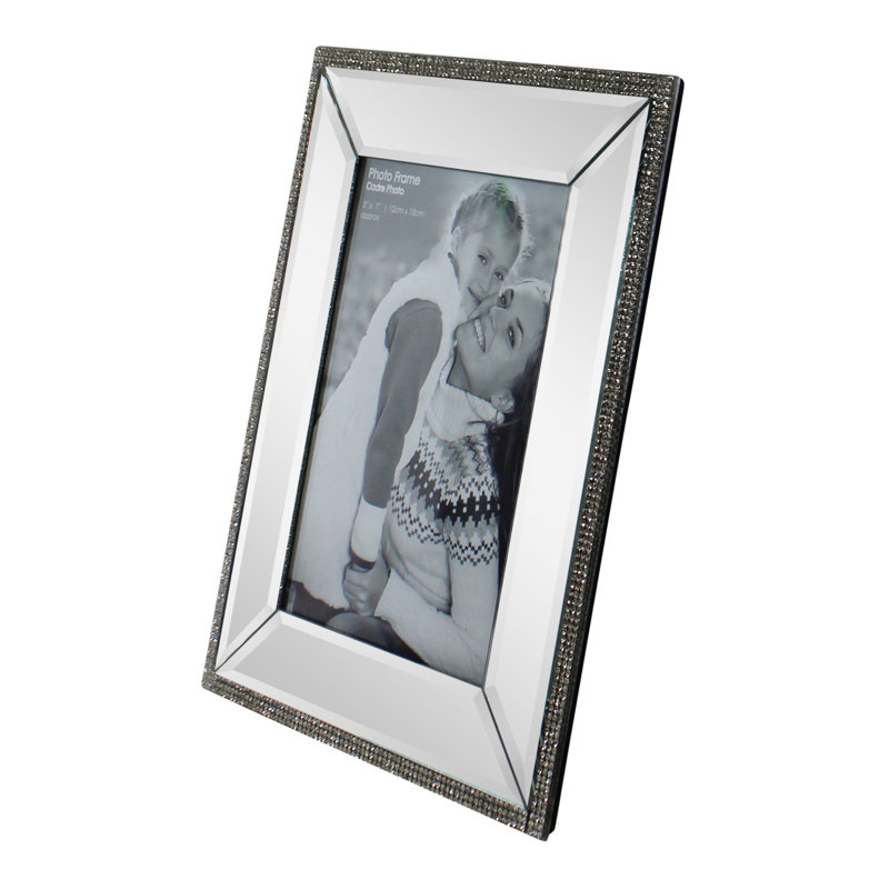 Brienne Silver Glass Mirrored Picture Frame, 18cm H x 13cm W x 0.5cm D