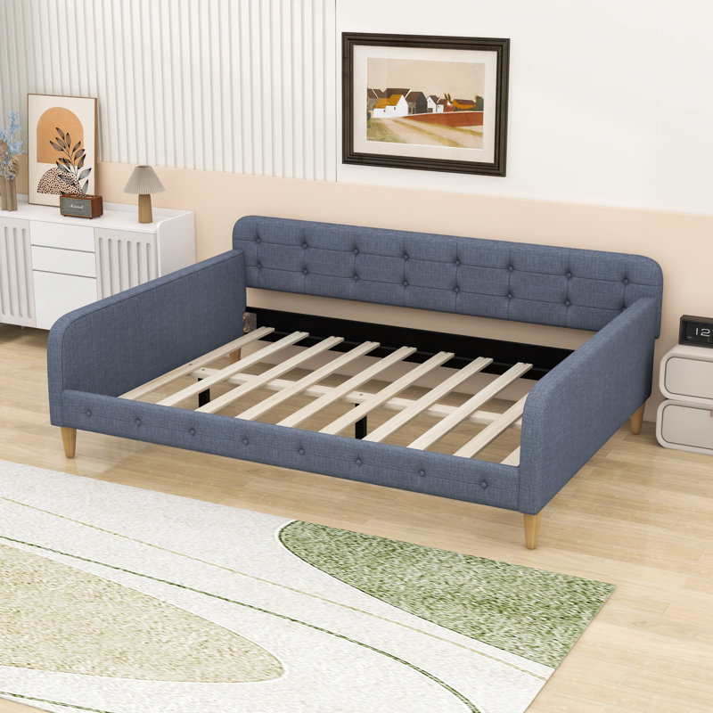 Upholstered Daybed with Support Legs, Gray
