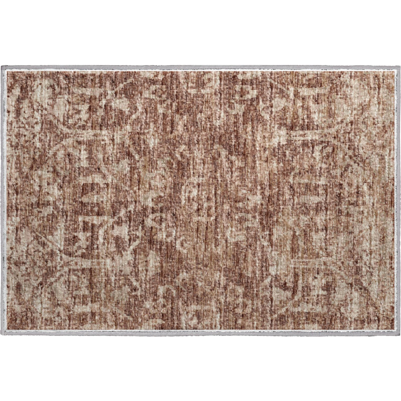 Premium Machine Washable Mayfield AMF40 Oriental Rug, 1'8" x 2'6", Chocolate