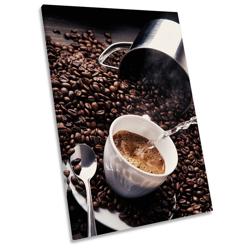 Coffee Beans Café Brown Cup Picture - Wrapped Canvas Print, 91.4cm H x 61cm W x 4cm D
