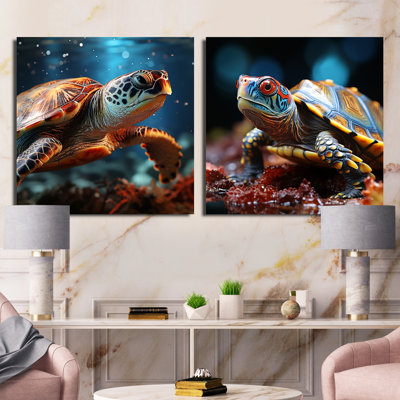 Abstract Harmony - Ensemble de 2 collages carrés tortue