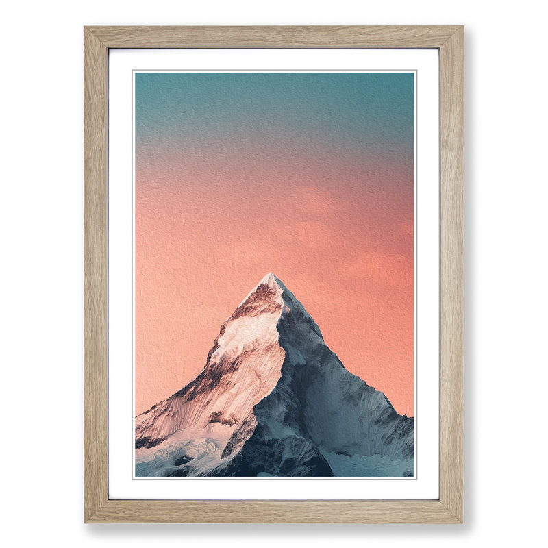 Mount Everest Minimalism - Single Picture Frame Print on Wood