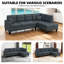 L-shaped Sectional Sofa With Tufted & Removable Cushions