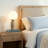 Mila Tall 15" Modern Travertine LED Table Lamp with Frosted Glass Globe Shade-126420617-139814786