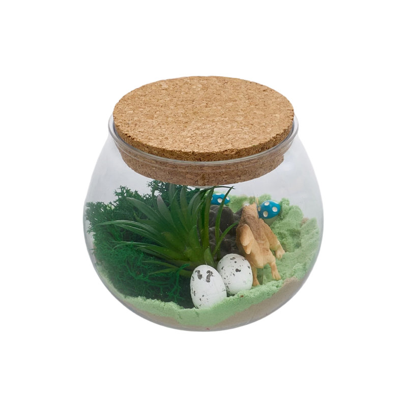 Dinosaur DIY Terrarium Kit for Kids with Adjustable LED Light & Remote Control, Blue