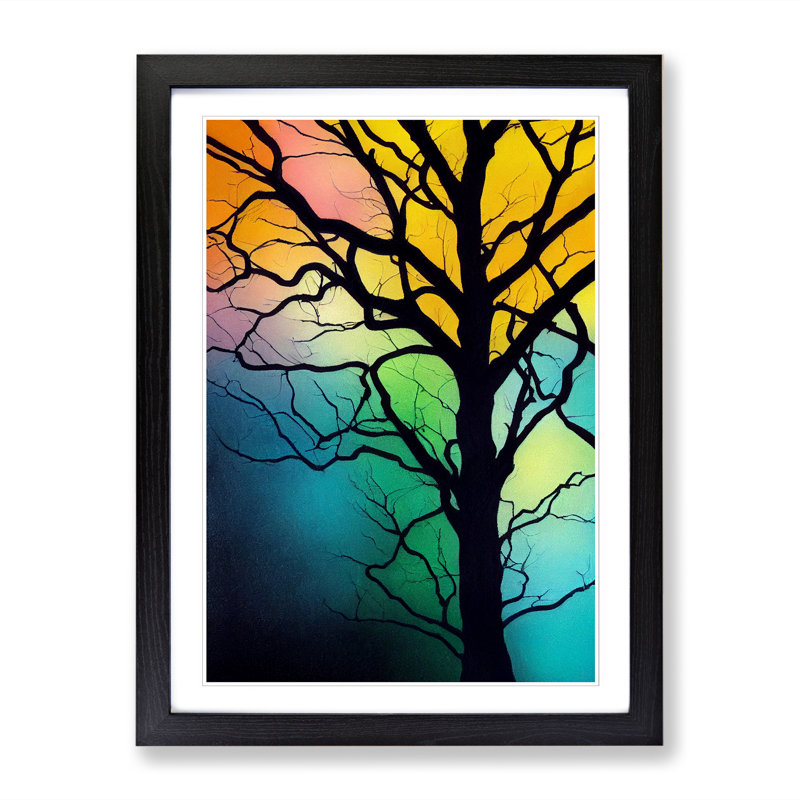 FRM-V0523-37X Abstract Tree Vol.8 - Single Picture Frame Print, 64cm H x 46cm W x 2cm D, Black Framed