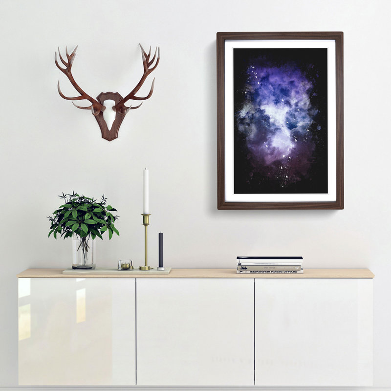 Purple Clouds - Picture Frame Painting Print, 33cm H x 24cm W x 2cm D, Walnut Framed