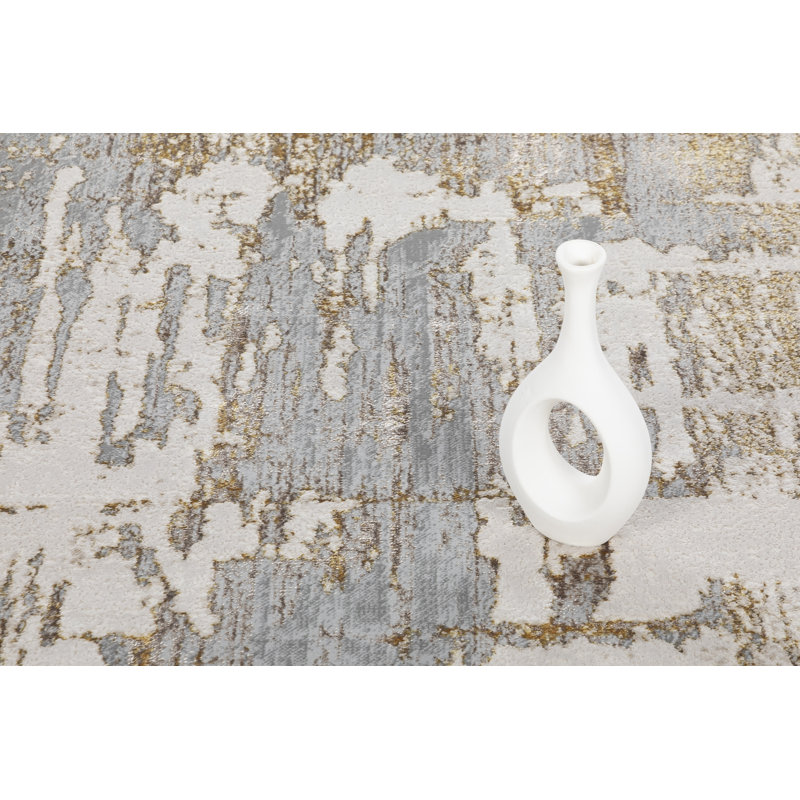 Tapis à motif abstrait coups de pinceau de la collection Bellanger, 5 pi 2 po x 7 pi 4 po