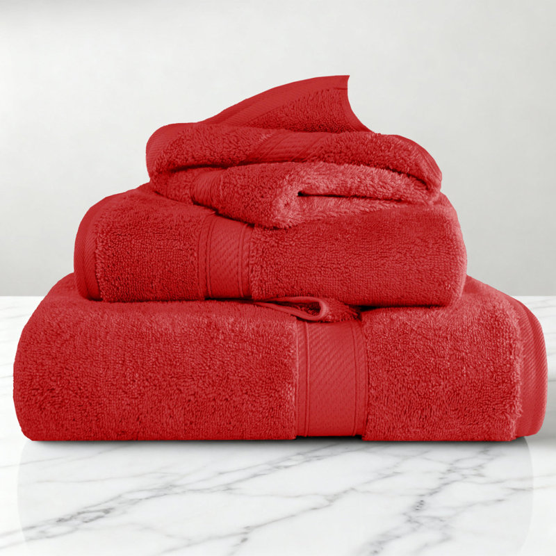 Ensemble de serviettes de bain luxueuse en coton égyptien de qualité très absorbant Scotia , Rouge