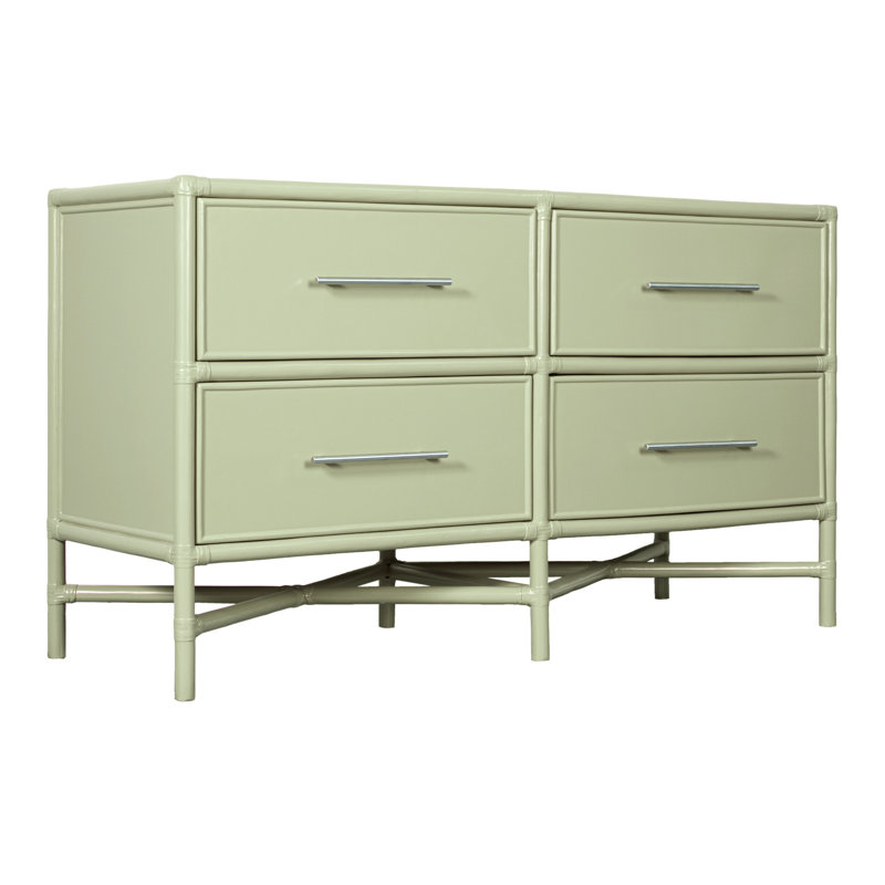 Venice 4 Drawers 54" W Double Dresser, Celery Green