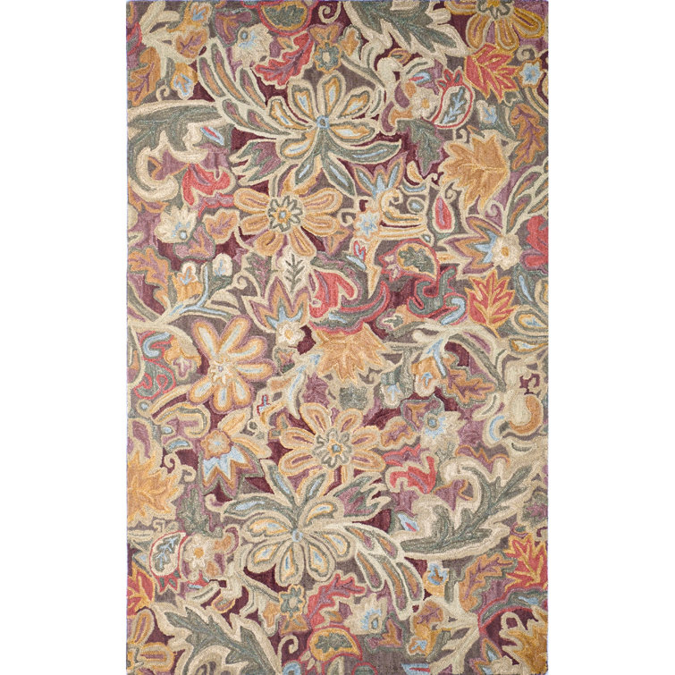 Floral Tapestry Handmade Hand Tufted Wool Spice Rug