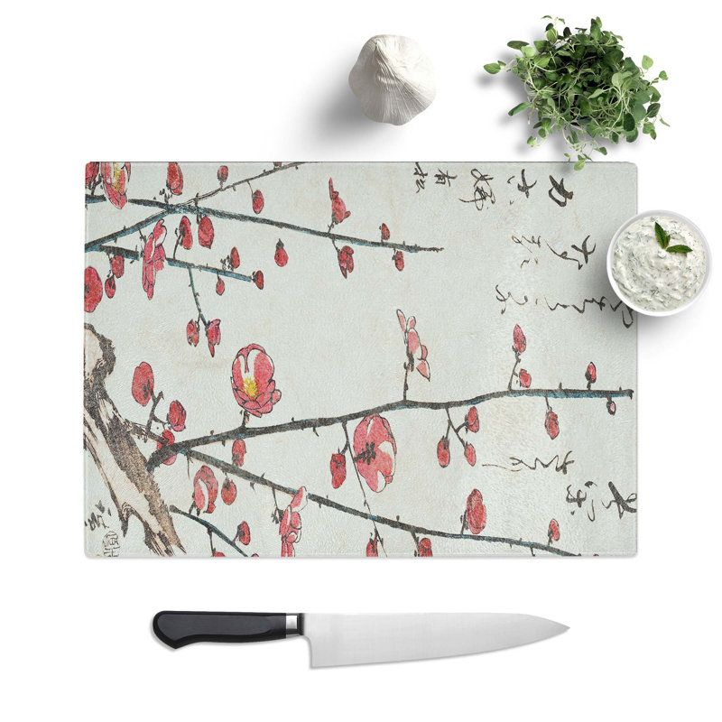 Tempered Glass Blossom Plum Tree by Utagawa Hiroshige Chopping Board, 28.5 cm W x 20 cm L