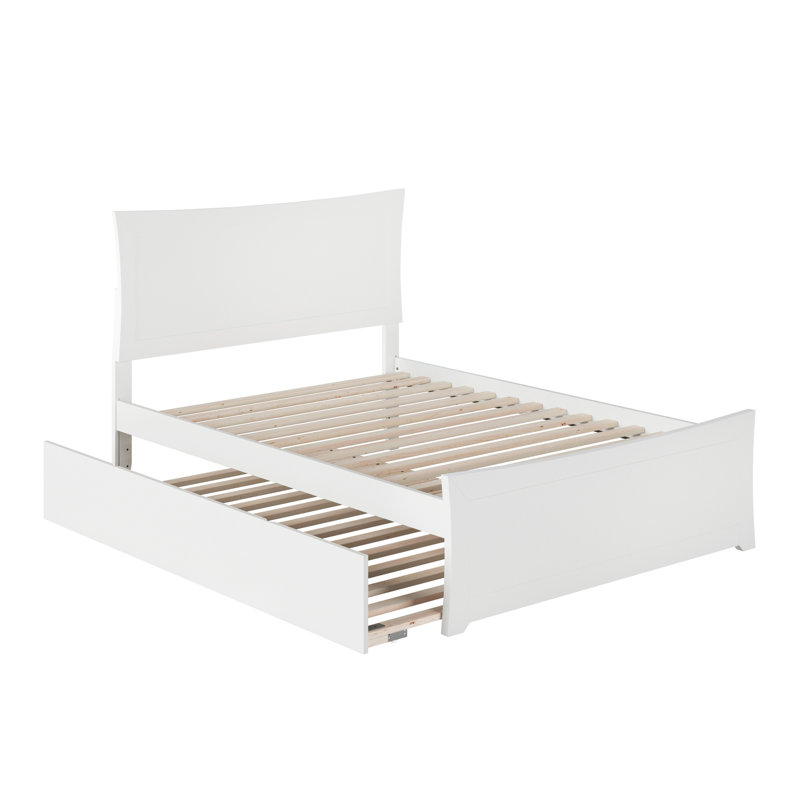 Daury Solid Wood Platform Bed with Matching Footboard and Trundle, Full, White