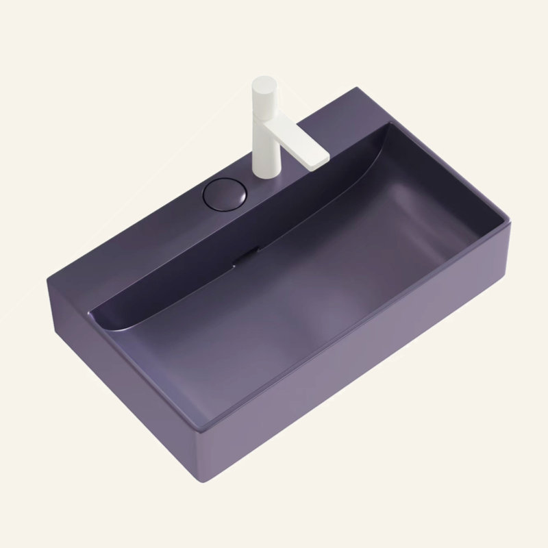24'' Bathroom Sink Without Cabinet, Ceramic Basin, Purple