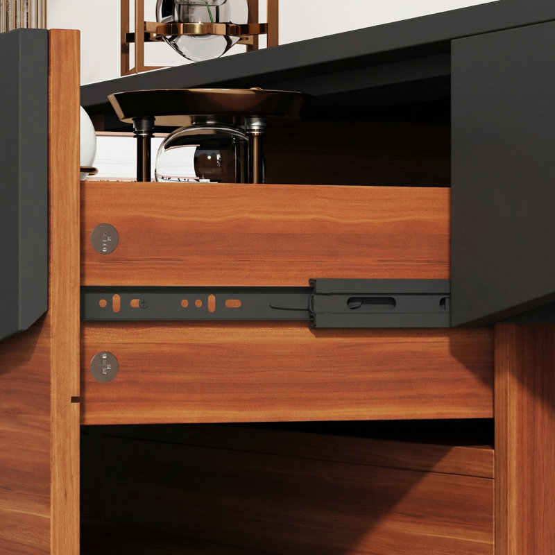 Meuble télé avec rangement l 78,7 po Bradden, Noir / brun
