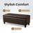 Contemporary Rectangle Storage Ottoman Bench In Faux Leather, Assembled
