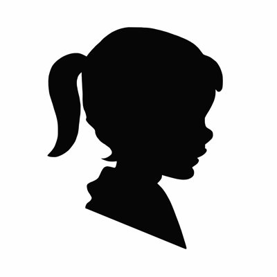 " Young Girl Silhouette Black White "