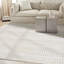 Tapis géométrique tissé à la machine en polyester crème-87055276