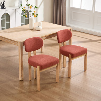 Set of 2 Modern Fabric Upholstered Wooden Dining Chairs, Farmhouse Kitchen Dining Room Side Chairs