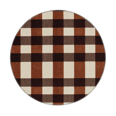 Checkered Brown Indoor and Outdoor Area Rug