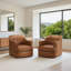 Fauteuil demi-tonneau pivotant en cuir véritable Fazio-1857568714