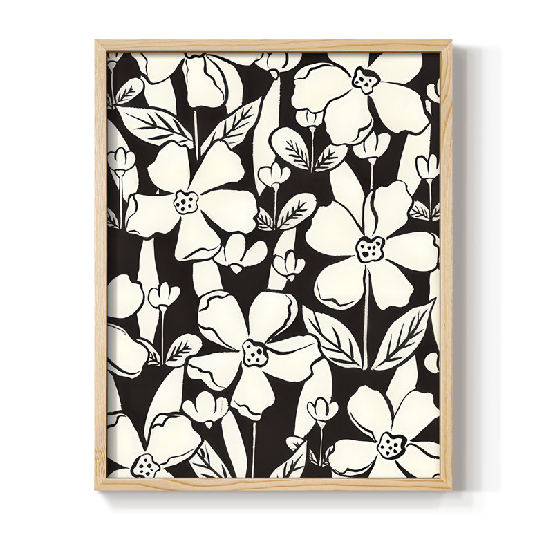 Flowers In The Garden I Framed Print - Solid Wood, Natural, 11" H x 9" W