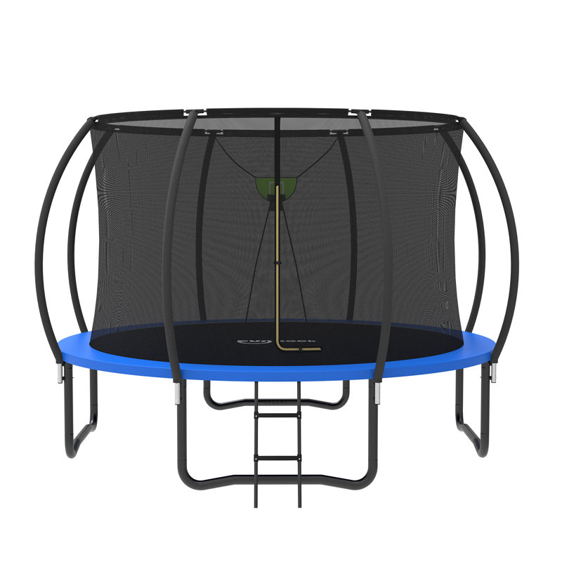 Trampolines récréatives 10 pi avec panier et basketball Funseek - bleu et gris