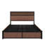 Queen Bed Frame, Brown Engineered Hardwood, Storage Drawers, Chic Headboard, Stable Structure, Bedroom Decor Frame Of With Large Raised - Pattern, Four Extra Large Drawers And Socket In Ideal For