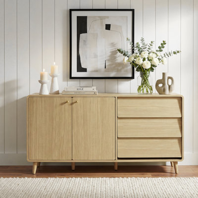 Hythe Modern Rounded Sideboard With Soft-Close Hinges & Solid Wood Legs